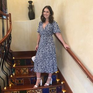Reformation Blue and White dress